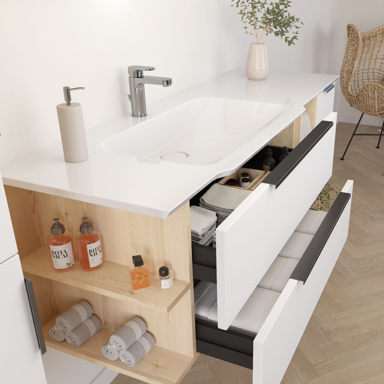 Mineralgusswaschtisch CREA.flex, Verlängerung rechts