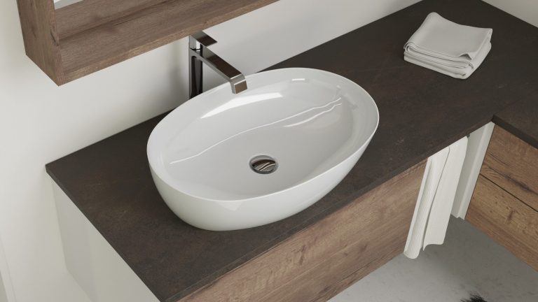 Serie CREA.plan Aufsatzwaschtisch Keramik oval